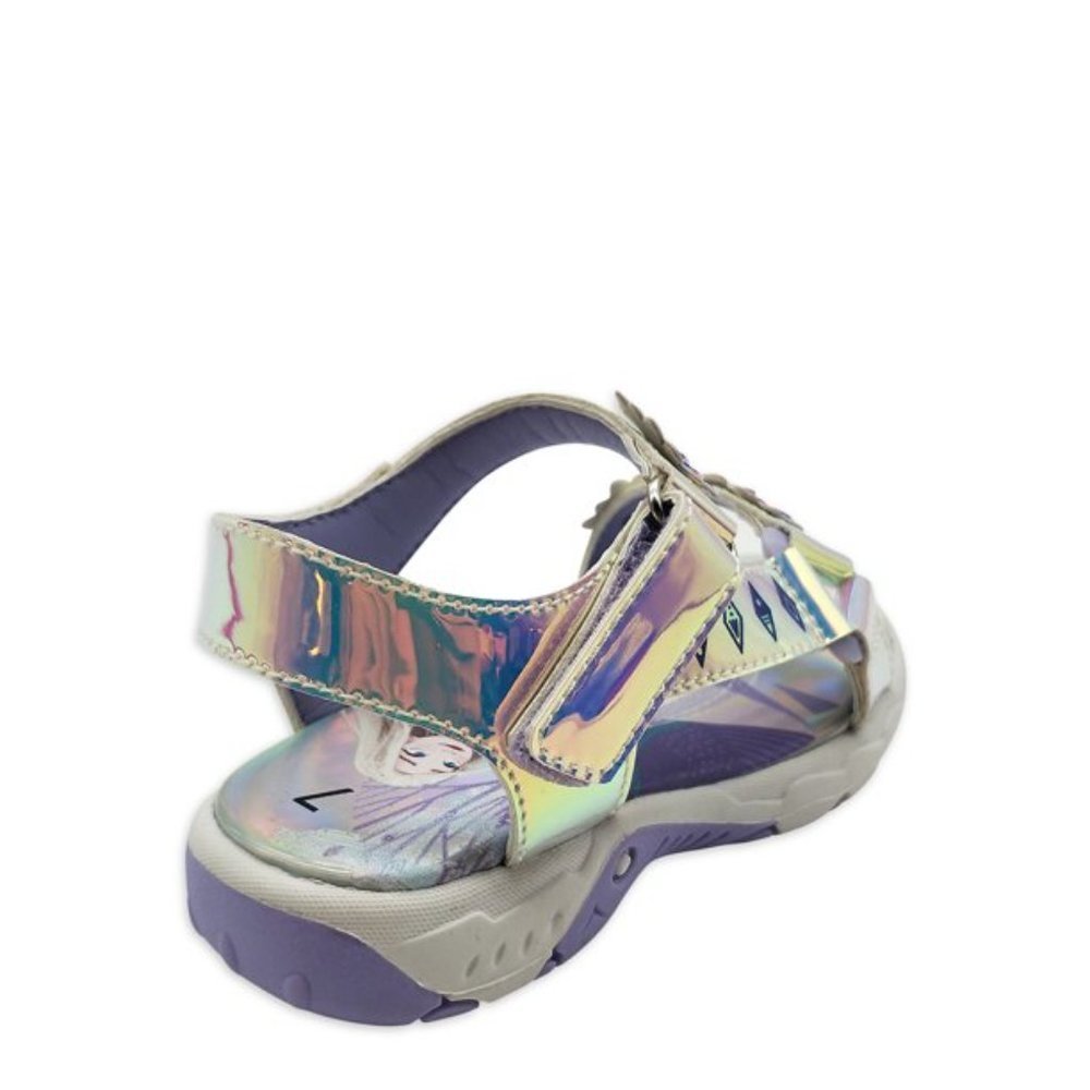 Disney Frozen II Hook & Loop Light Up Sandals Shiny Gasoline Finish - Picture 3 of 6